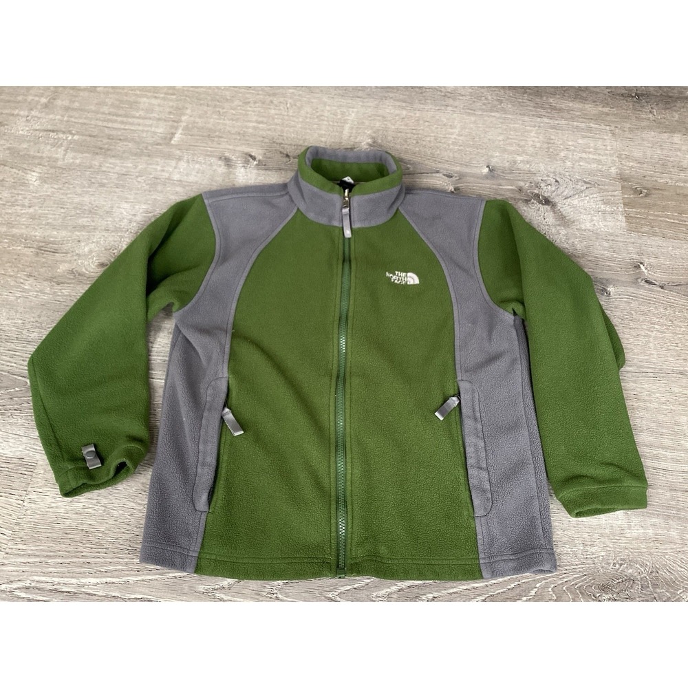 The North Face Youth Boys Size M Green Gray Interchange Full Zip Fleece Jacket